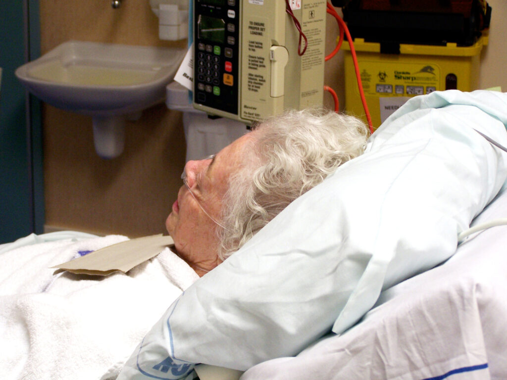 Elderly hospital patient